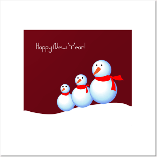 Happy New Year snowmans Posters and Art